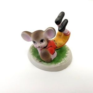 Vintage Porcelain Mouse Figure Football Mice